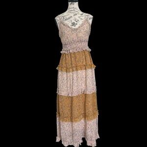 Show Me Your Mumu Emira Maxi Dress S Itsy Ditsy Floral Ruffle Tiered Smocked
